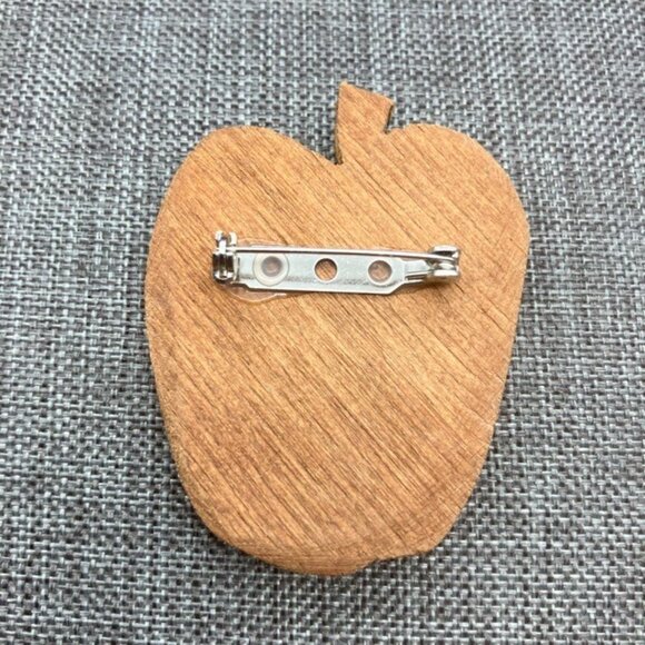 Wood Pumpkin Pin Brooch Rustic Painted Fall Halloween Handcrafted Orange Speckle - Picture 3 of 4